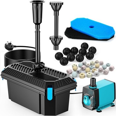 POPOSOAP Teichfilter & Brunnen Set 2500L/h 40W Pumpe kabelgebunden