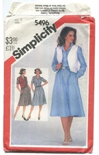 SIMPLICITY 5496 Misses' Shirtdress & Reversible Vest SZ 10 UNCUT  1982