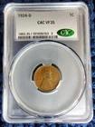 1924-D Lincoln Wheat Cent 1C - Denver Mint - CAC VF 35
