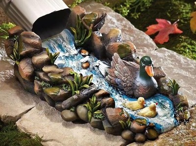 Mallard Duck Statue Splash Block Gutter Downspout Extensions Garden Decor, Decor