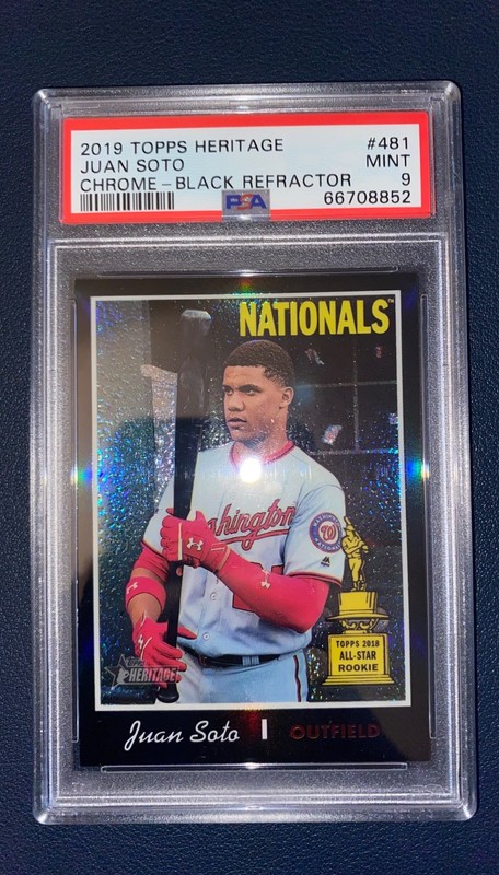 2019 Topps Heritage Chrome PSA 9 Mint BLACK REFRACTOR 481 Juan Soto /70