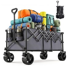 49" Wagon Cart Collapsible 440lbs Foldable Extra Long Heavy Duty Utility Wago...