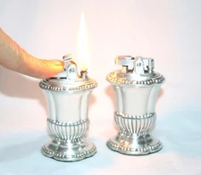 Vintage Pair Silver Plate Ronson "MAYFAIR " Table Lighters ~Working Condition