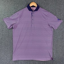 Greyson Polo Men Large Purple Contrast Collar Performance Stretch Golf Geometric