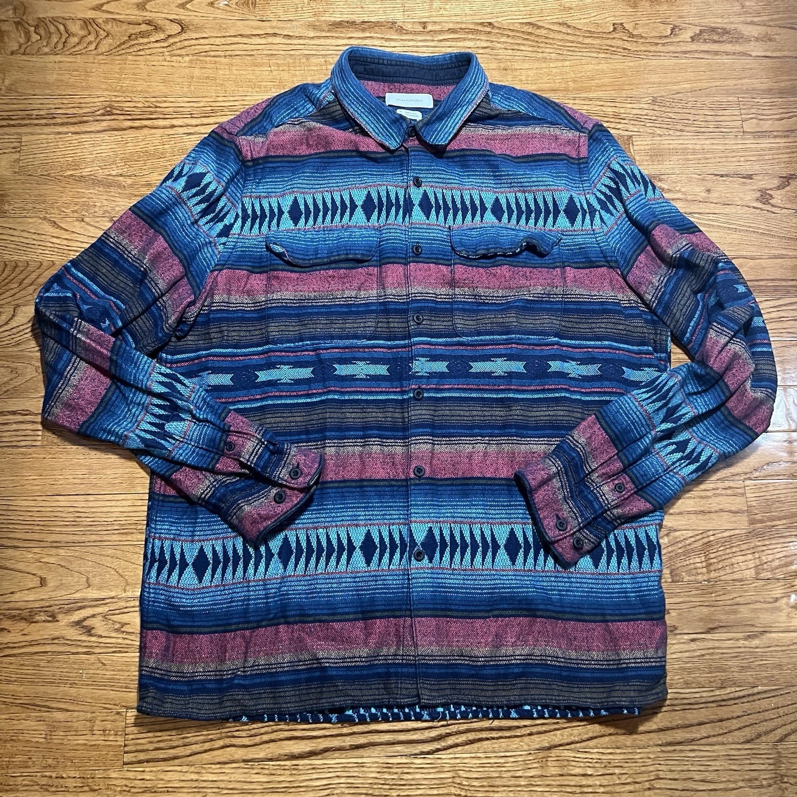 Urban Outfitters Flannel Shirt Mens XL Aztec Southwestern Outdoor Pockets Cotton