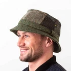 Patch Hat made from Donegal Tweed pieces - Green Brown Combination - Bucket Hat