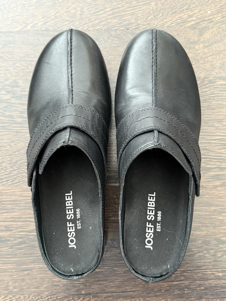 Josef Seibel Mujer Darla 10 Cuero Zuecos Mules Zapatos Confort Slides Negro S Foto 2 de 4