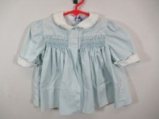 Vintage Polly Flinders Smocked Dress Baby Girl 9 Months Blue ALTERED