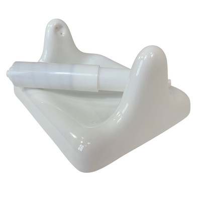 Vintage White Ceramic Tile TP Holder Toilet Paper Porcelain Mid Century Modern