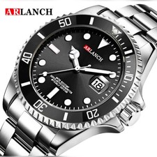 Mens Diver Wristwatch Stainless Steel Waterproof Luxury Sport Watch Black New