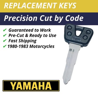 Yamaha Motorcycle Keys 1980-1983 Replacement Key Cut to Code C24422-C34343