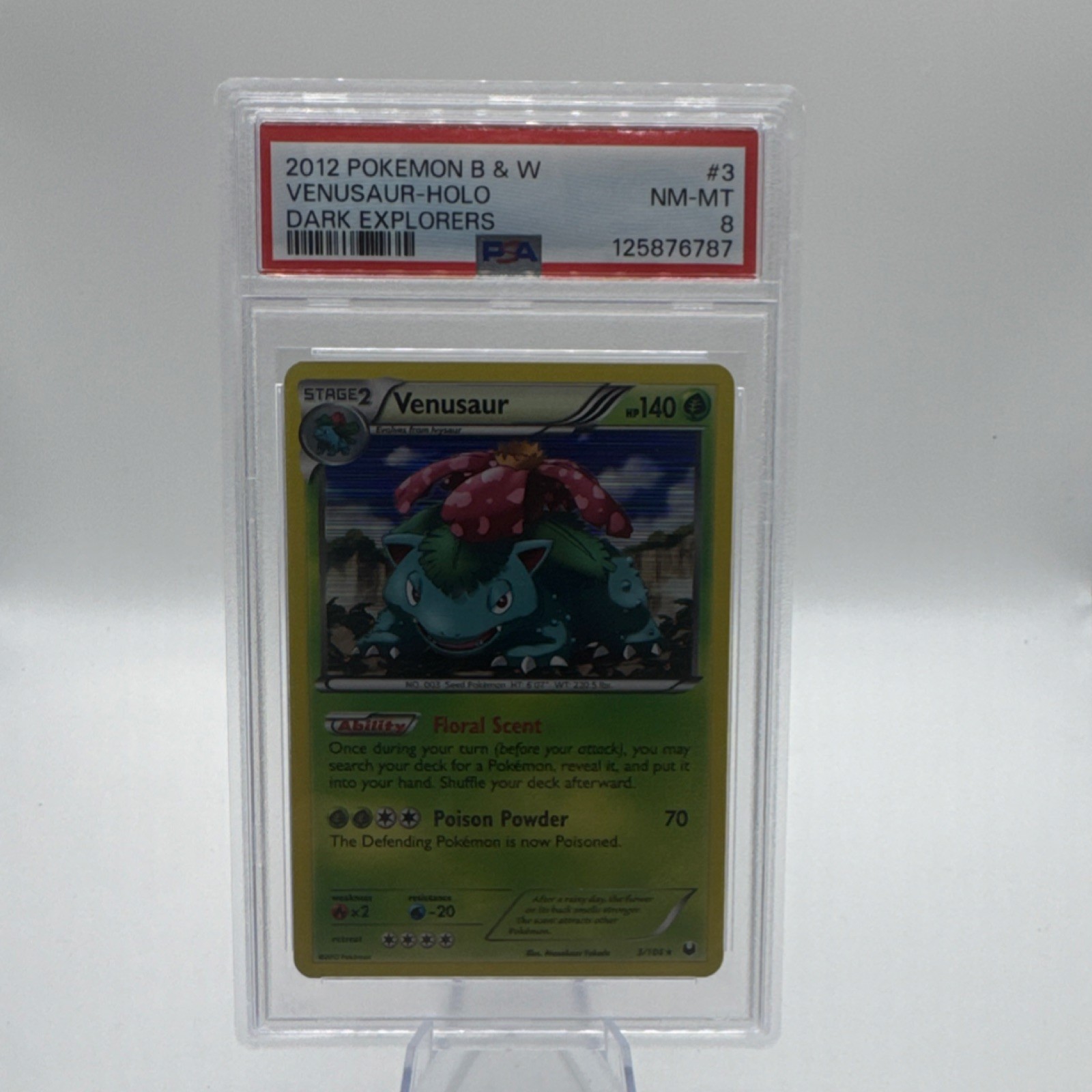 Pokémon TCG Venusaur Holo Rare 3/108 Dark Explorers PSA 8 2012 Card Stock