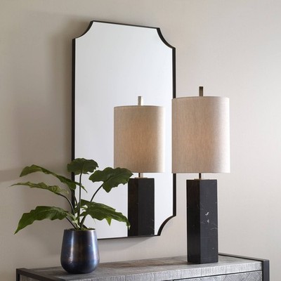 Uttermost Lennox Satin Black 22 1/4'' x 40 1/4'' Wall Mirror