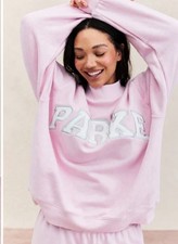 PARKE Varsity Mockneck Sweatshirt Pink  Sprinkle  Oversized Pullover NWT sz L/XL