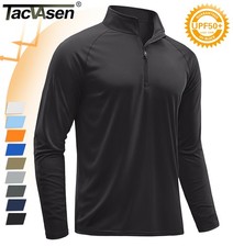 UPF50 Men's 1/4 Zip Sun Block UV Shirts Long Sleeve Performance Fishing T-Shirt