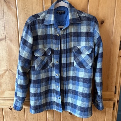 Olympic Trails Quilt-Lined Blue WoolFlannel Plaid Shirt Jacket Women s S Vtg