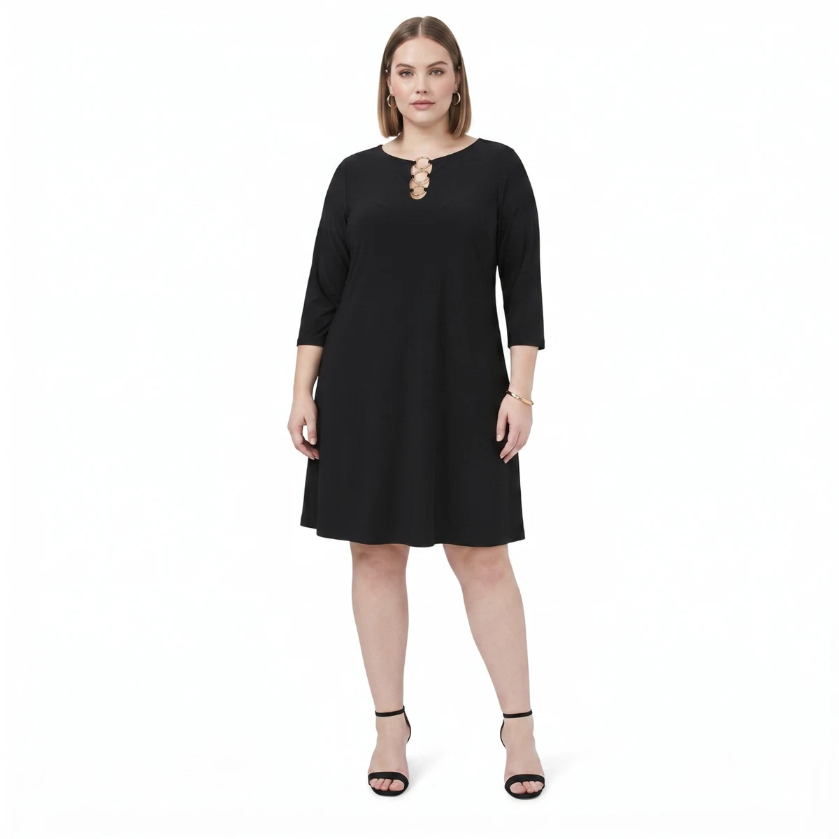 holiday swing dress plus size Unique Vintage Plus Size Emerald Green Delores Swing Dress with Sleeves 3X/20 main image 0