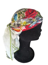 Vtg Sheer Silk Square Scarf Vibrant Floral Print Boho Festival Hippie Gypsy