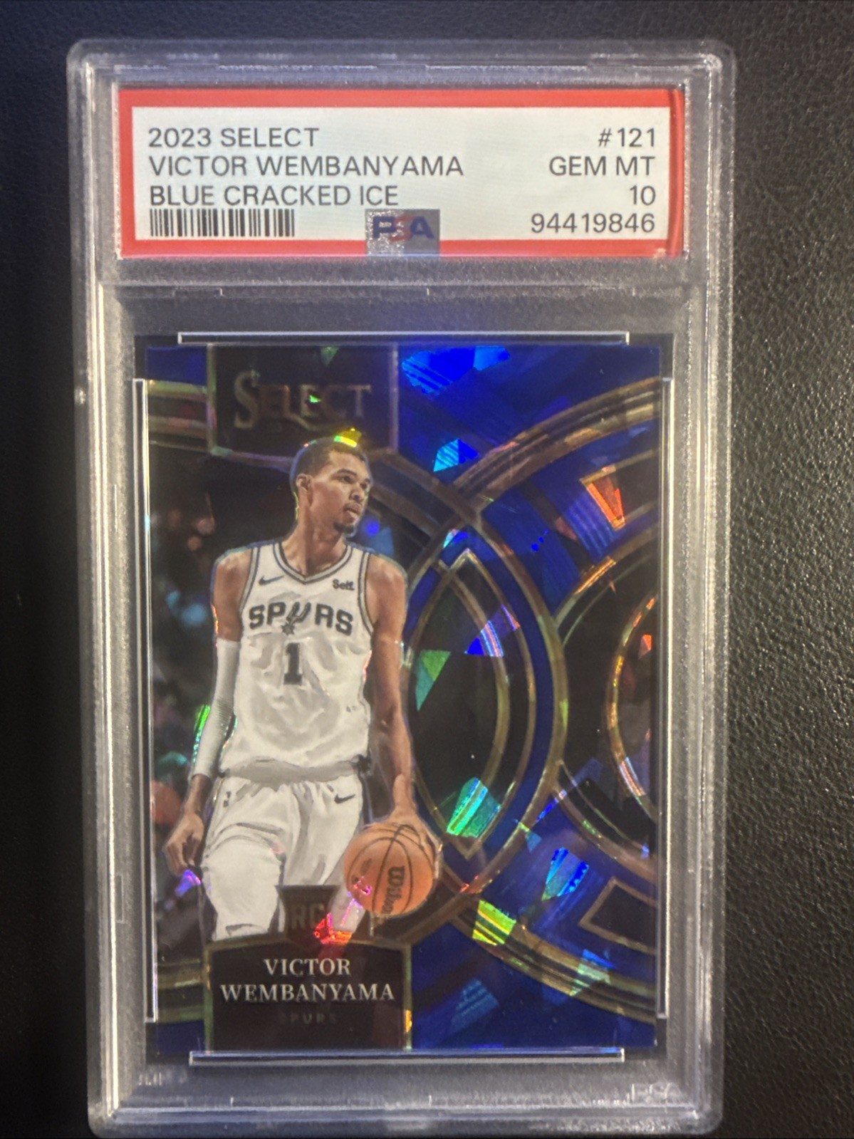 2023-24 Panini Select - Premier Victor Wembanyama #121 Blue Cracked Ice PSA 10
