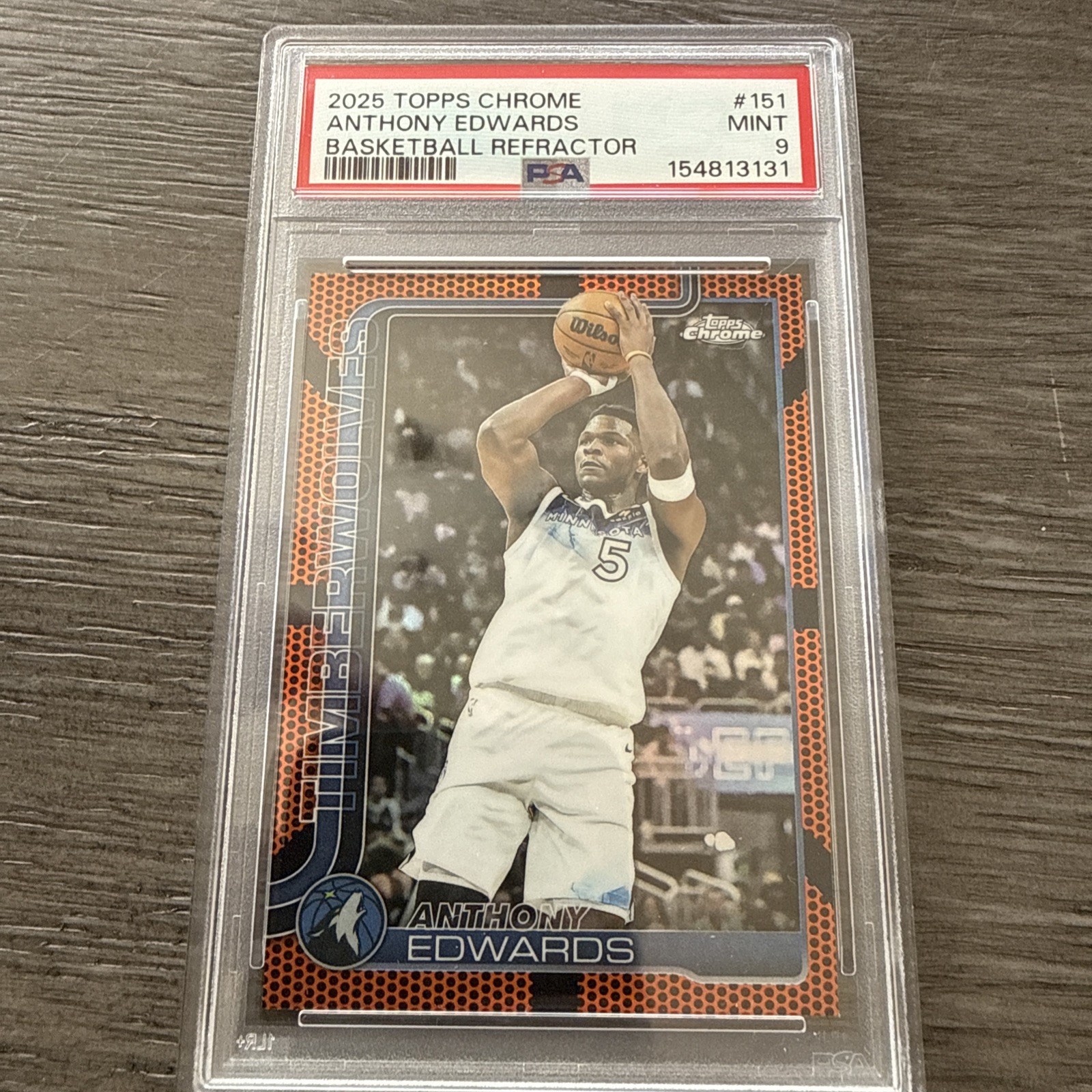 2025 TOPPS CHROME BASKETBALL REFRACTOR #151 ANTHONY EDWARDS PSA 10 view 3