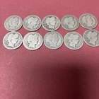 Barber Quarter Lot of 10 Circulated Coins - Some Detail with Better Dates !