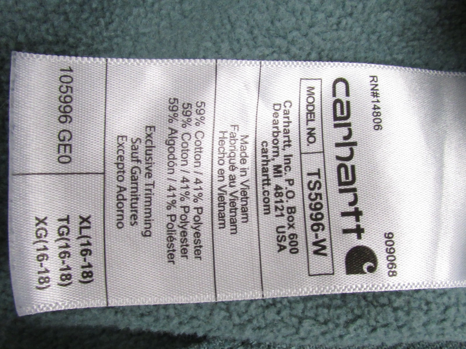 VETEMENTS Carhartt Felpa con Cappuccio Uomo XL Blu TS5996 W Pullover Felpa Logo Manica Abbigliamento da Lavoro