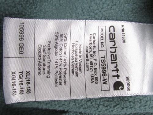 Carhartt Hoodie Mens XL Blue TS5996-W Pullover Sweatshirt Logo Sleeve Workwear - Picture 5 of 5