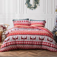 Christmas Duvet Cover Set - 100 Brushed Microfiber Snowflake Reindeer Printe...