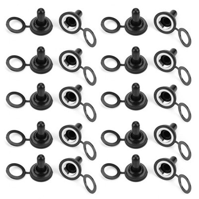 20-Pack 12mm Rocker Toggle Switch Waterproof Rubber Cap Boot Cover (Black)