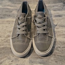 Blowfish Malibu Gray Canvas Lace-Up Lightweight Flats Rubber Women's 8