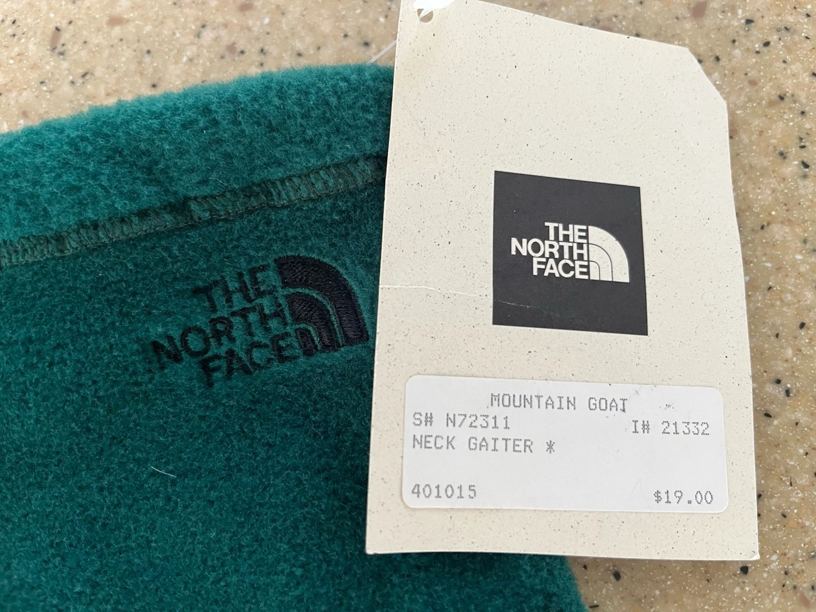 VTG The North Face Hunter Green Fleece Neck Gaiter Drawcord Unisex Cold Weather