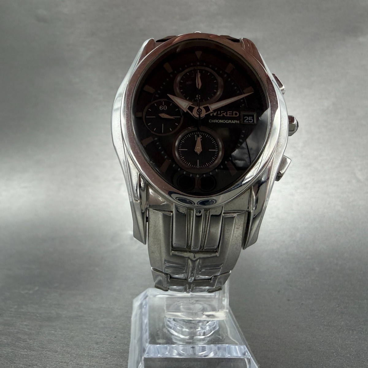 Seiko Wired Chronograph Watch Men 39mm Black Dial Steel Date 7T92