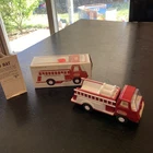 Vintage 1970s Tonka Mini Red Fire Truck Pressed Steel 6” With Ladders and box