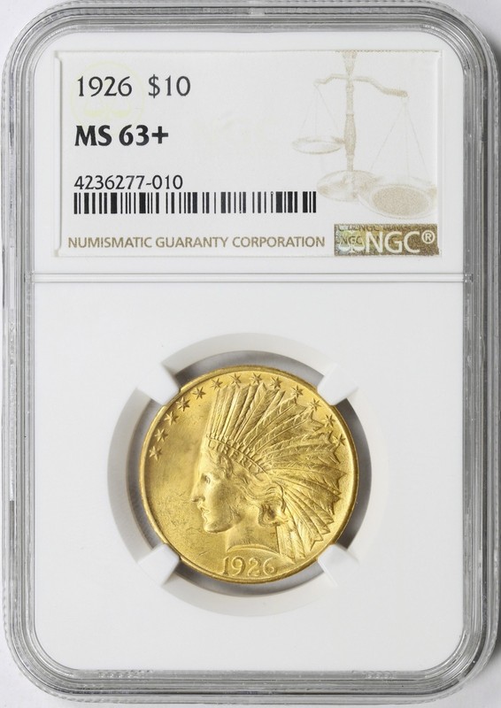 1926 $10 Indian Head Gold Eagle NGC MS63+