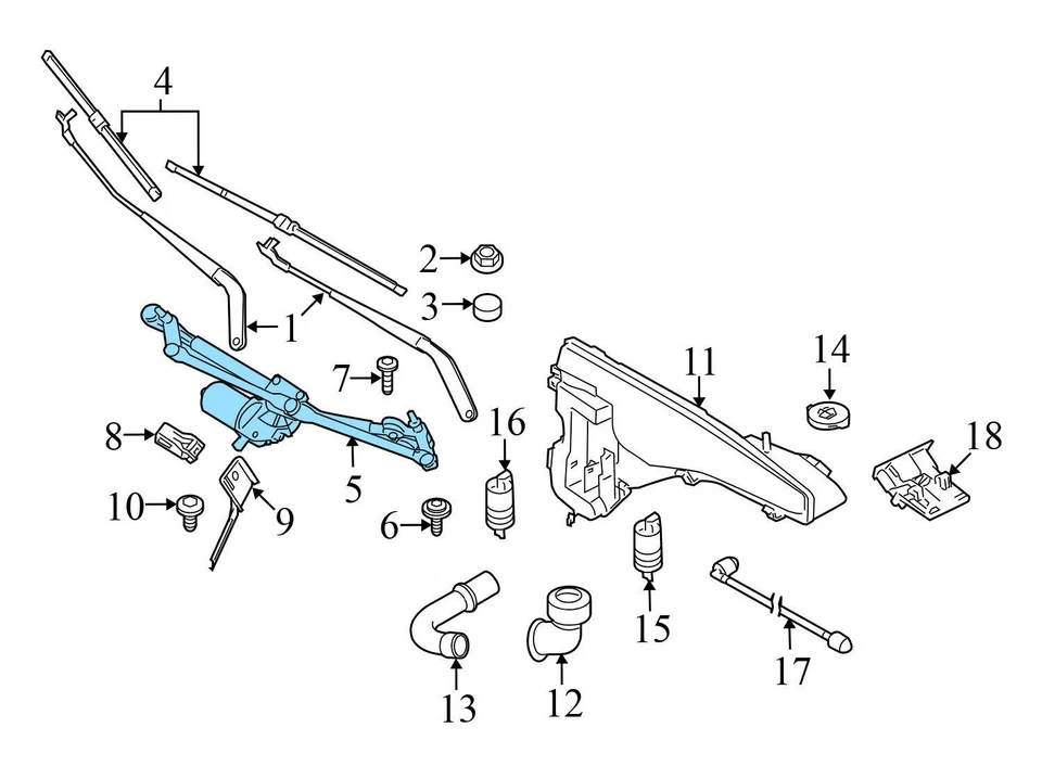 BMW X5 2014-2018 - Transmisión limpiaparabrisas con motor 7292653 Foto 3 de 4