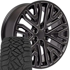5906 22x9 Black Oe Wheels 28545r22 Rt Tires Set 6x139.7 28et