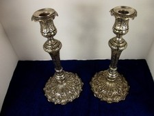 STUNNING PAIR ELKINGINTON MASON SILVER PLATE CANDLESTICKS 1857