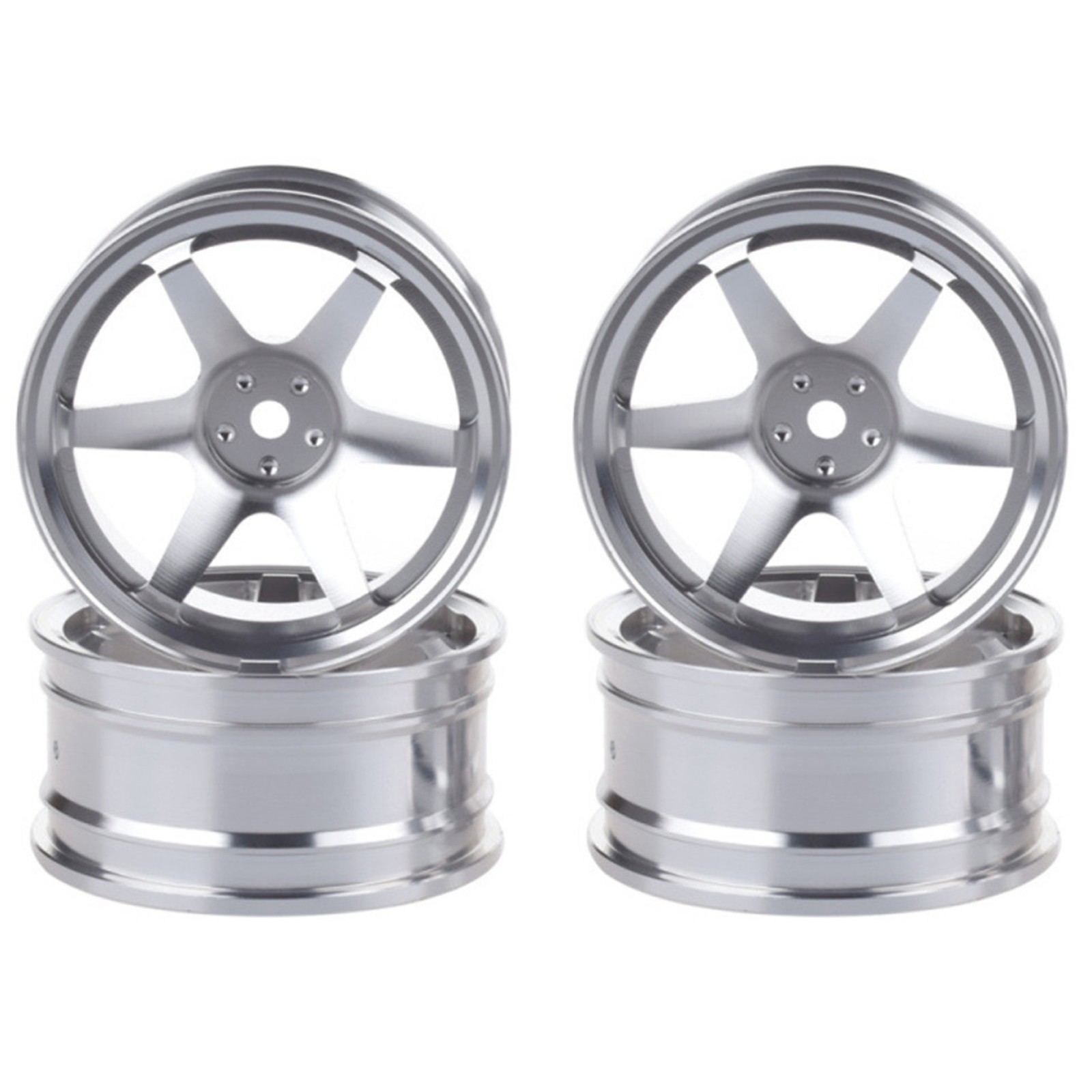 4Pcs Silver Aluminum Alloy Wheel Rims Hub For 1/10 RC Car Crawler Accessories ha