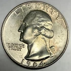 1964-P Washington 90% Silver Quarter Gem BU Brilliant Uncirculated -3862