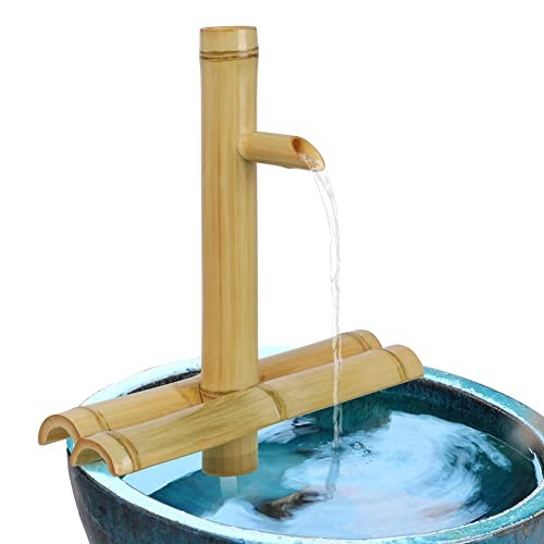 Bamboo Water Fountain Without Pump,Water Fountain Outdoor Indoor,Zen Garden