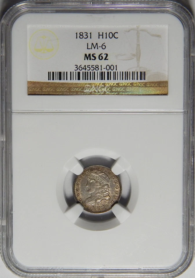 1831 NGC MS62 LM-6 CAPPED BUST HALF DIME - Image 3 of 4