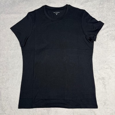 Mott & Bow Fitted Crew Marcy T-Shirt Women Size M Black Pima Cotton Modal