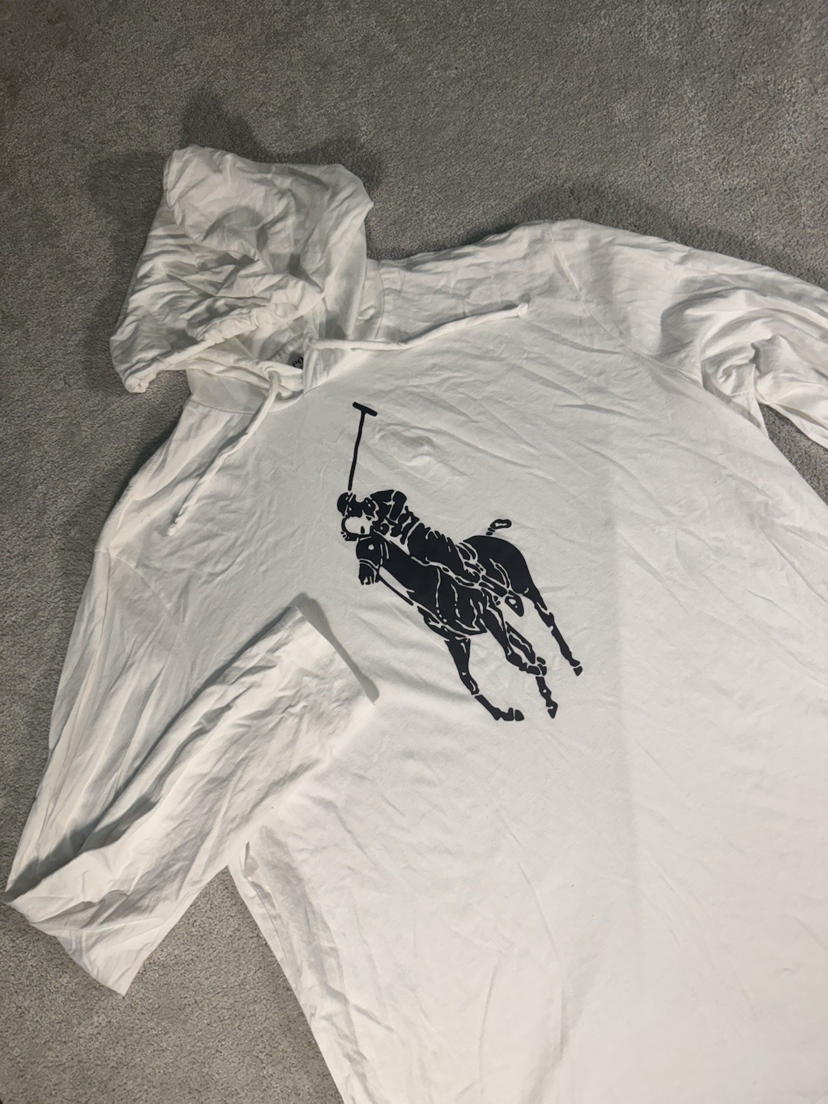 Polo Ralph Lauren Camicia Uomo X Large Bianca Pullover Leggero Felpa con Cappuccio Big Pony