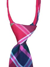 KITESTRINGS HARTSTRINGS SILK BLEND NECKTIE ZIP TIE BOYS L RED GREEN BLUE PLAID