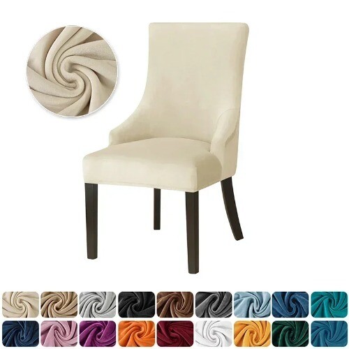 1PC Velvet Dining Room Chair Cover Soft Sloping Back Chairs Slipcovers Armchair - Picture 25 of 34