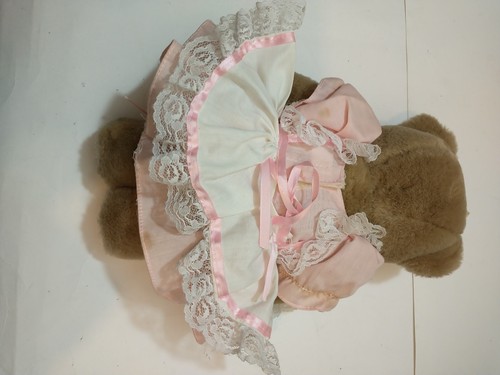 Vintage Bearly People 12" Movable Legs Teddy Bear Pink Lace Victorian Dress - Picture 13 of 19