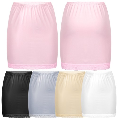 DE*Damen Halbrock Basic Unterrock Kurze Länge Antistatisch Petticoat Unterkleid - Zdjęcie 5 z 130