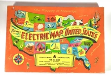 Vtg Electric Map of the United States Board Game 6 Colorful Map Jacmar For Parts