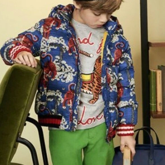 Gucci Kids Blue Bengal Tiger Puffer Jacket - 4