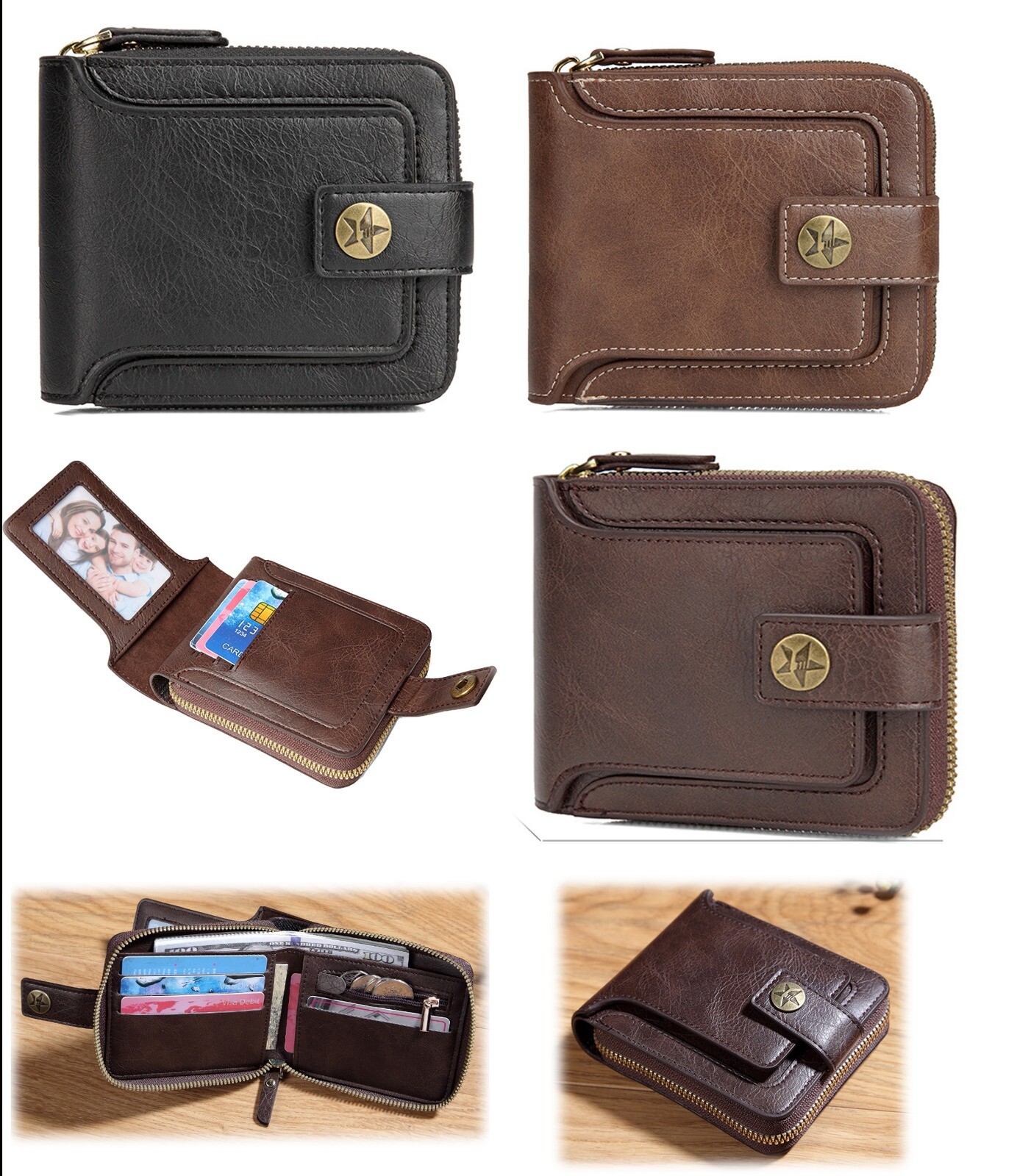 Mens 100% Genuine Soft Leather RFID Protection Wallets Card Holder with ...